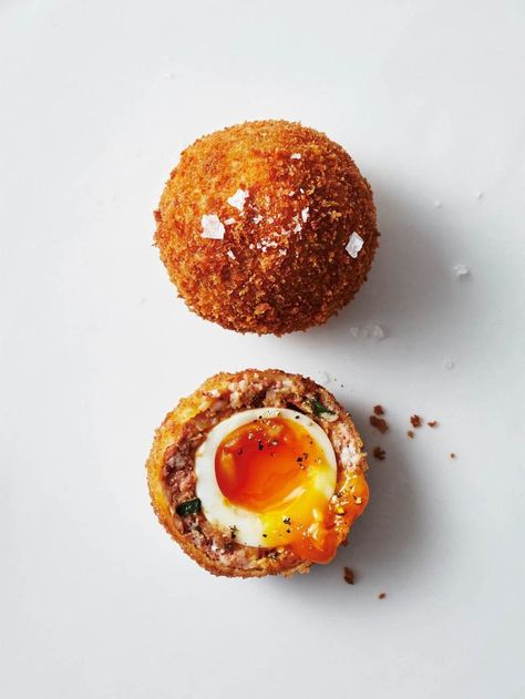 Scotch eggs | Jamie Oliver recipes Homemade Scotch Eggs, Scotch Eggs Recipe, Scotch Egg, Picnic Snacks, Scotch Eggs, Jamie Oliver Recipes, Egg Recipe, Pub Food, Sausage Breakfast