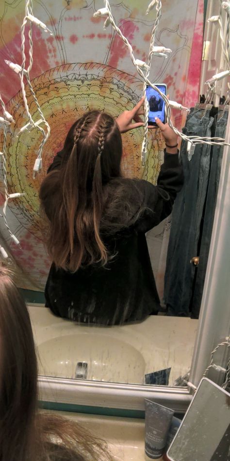 Two Tiny French Braids On Top Of Head, Two French Braid Ponytail, Hairstyles French Braid Half Up, Top French Braid Half Up, Two Braids On Top Of Head Into Ponytail, Mini Braid Ponytail, French Braid With Ponytail, Two Top Braids Half Up, Two Small Braids On Top Of Head