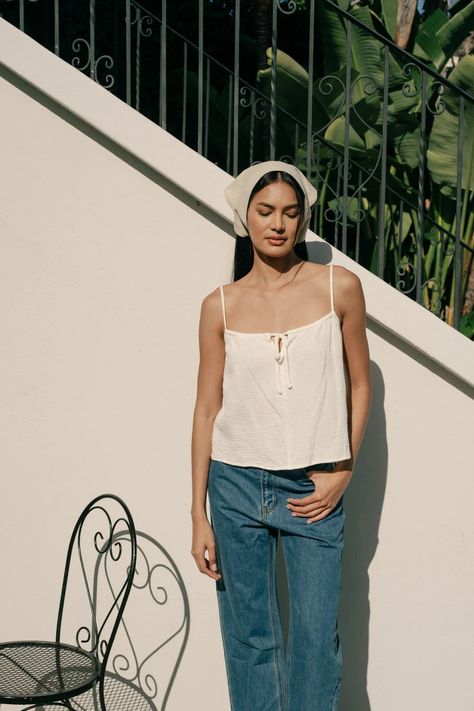 Sofia Top in Cream Gauze · Whimsy & Row ~ Sustainable Clothing & Lifestyle Brand Flowy Top Outfit, Beachy Cowgirl, Lemon Clothing, Cowgirl Summer, Flowy Shirts, Flowy Crop Top, Linen Tops, Hawaii Outfits, Op Shop