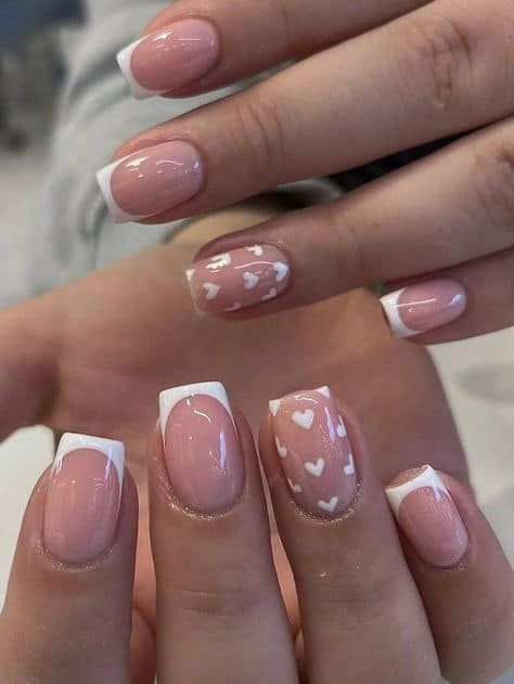 25 Classy Girl Short French Nails - Hairs Out of Place Cute Nails Acrylic Trendy, Funky French Tip Nails Square, Short Gel Extension Nails Ideas, Small Acrylic Nails Square, Short Party Nails, Nail Inspo For Square Nails, Square French Tips With Design, Back To School Nails Acrylic Medium, French Tip Square Nails With Design