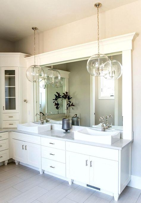 Bathroom Mirror Design, Large Bathroom, Gallery Ideas, Bathroom Pendant, Bathroom Pendant Lighting, Bathroom Ceiling, Bathroom Ceiling Light, Trendy Bathroom, Elegant Bathroom