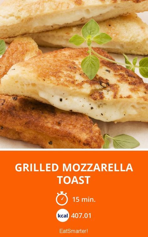 Grilled Mozzarella Toast - quick recipe - simple dish - So healthy is the recipe: 7.6/10 | A recipe idea by EAT SMARTER | Italian, European, Cooking on vacation, Baking, Toast #cheese #healthyrecipes Mozzarella Toasted Sandwich, Mozzarella Toast, Grilled Mozzarella, Toast Sandwich, Healthy Delicious Recipes, Cheese Toast, Recipe Simple, Fresh Oregano, Food Shows