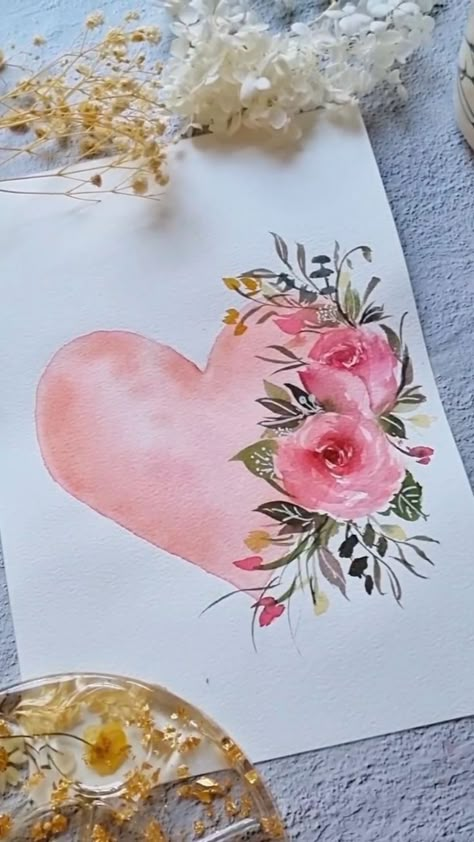 VALENTINES DAY FLORALS | Pinterest Pinterest Valentines, Art Painting Watercolor, Valentines Watercolor, Art Philosophy, Watercolor Flowers Tutorial, Watercolor Paintings For Beginners, Diy Watercolor Painting, Valentines Art, Watercolor Painting Techniques