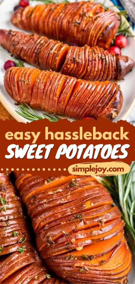 These best Hasselback Sweet Potatoes are the perfect Thanksgiving side dish! It may look like you slaved over them, but truly they are a delectable side dish that will leave your guests in awe. Add them to your easy sweet potato recipes! They're so good! Hassleback Sweet Potatoes, Easy Sweet Potato Recipes, Hasselback Sweet Potatoes, Sweet Potato Side Dish, Sweet Potato Sides, Sweet Potato Slices, Candied Sweet Potatoes, Crab Dip, Potato Sides