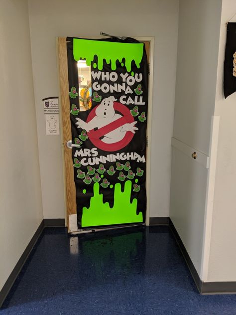 Ghostbuster Classroom Door, Ghostbusters Classroom, Scary Halloween Doors For School, Ghostbusters Door Decorations Classroom, Ghostbuster Halloween Door, Ghostbusters Bulletin Board, Ghost Busters Door Decorations Classroom, Halloween Door Decorations Classroom Scary, Ghost Busters Door Decorations