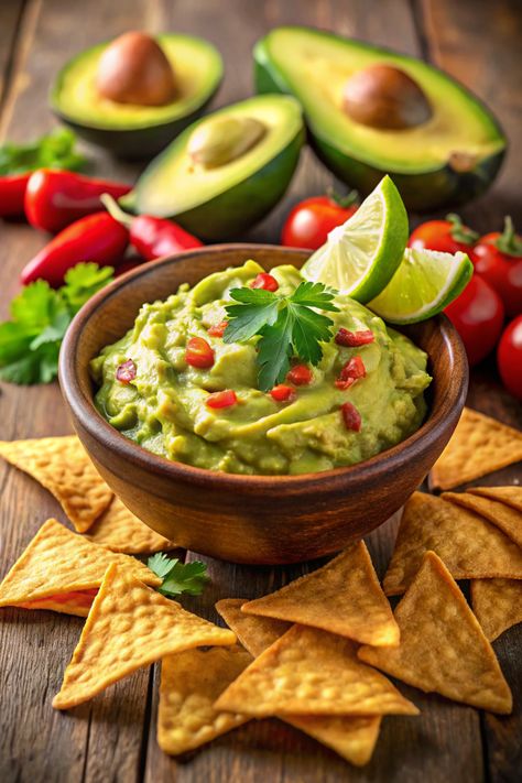 Classic Guacamole with Crispy Tortilla Chips Check more at https://www.vegan-mr.com/snacks-appetizers/classic-guacamole-with-crispy-tortilla-chips/ Vegan Guacamole Recipe, Chickpea Guacamole, Tortilla Chips And Guacamole, Chips And Guacamole Aesthetic, Traditional Guacamole, Roasted Chickpeas Snack, Vegan Protein Snacks, Vegan Energy Balls, Avocado Guacamole