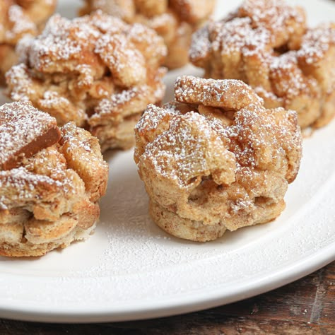 Cinnamon French Toast Muffin Bites Cinnamon French Toast Muffin Bites, Cinnamon French Toast Bites, The Salty Cooker, Muffin Bites, French Toast Bites, Rough Puff, Toaster Strudel, Cozy Cook, Rough Puff Pastry