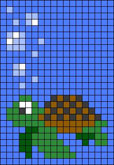 Cross Stitch Turtle Pattern, Pixel Turtle, Turtle Pixel Art, Animal Pixel Art, Teddy Bear Quilt Pattern, Sea Tortoise, Pixel Quilting, Graph Crochet, Aquatic Turtles