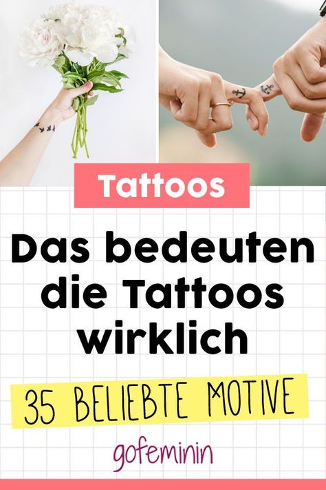 Natürlich hat jedes Tattoo für seinen Träger eine ganz besondere Bedeutung. Aber es gibt auch Motive, die eine bestimmte, feststehende Symbolik haben. Hier die wichtigsten Tattoos und ihre Bedeutungen. #tattoos #tattoo #tattoobedeutung #tattossdeuten Paradox Tattoo, Boho Tattoos, Text Tattoo, Painting Tattoo, 1 Tattoo, Popular Tattoos, Mini Tattoos, Tattoos With Meaning, Body Painting