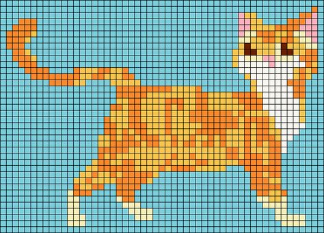 Alpha pattern #52177 | BraceletBook Orange Cat Cross Stitch Pattern, Orange Cat Cross Stitch, Cat Alpha Pattern, Alpha Crochet Patterns, Alpha Crochet, Micro Embroidery, Crochet C2c Pattern, Fantasy Cat, Knitted Jackets Women