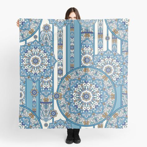 "Mandala time. Decorative mandala pattern. Design # 180321. " Scarf by Annartlab | Redbubble Mandala Pattern Design, Pattern Batik, Blue Mandala, Mandala Design Pattern, Textile Designs, Mandala Print, Space Ideas, Scarf Design, Mandala Pattern