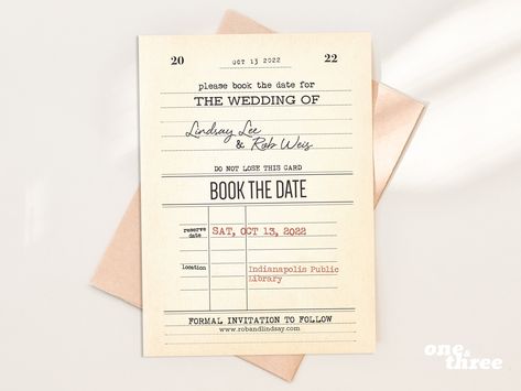 Library Card Printable, Save The Dates Wedding, Library Wedding, Wedding Announcement, Card Book, Unique Invitations, Library Card, Formal Invitation, Back To School Activities