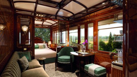 The world's most luxurious train is getting a major upgrade. Its new over-the-top private suites are fit for any king. Simplon Orient Express, Copacabana Palace, Mata Hari, Luxury Train, Orient Express, Slow Travel, Train Journey, Jules Verne, Vintage Train