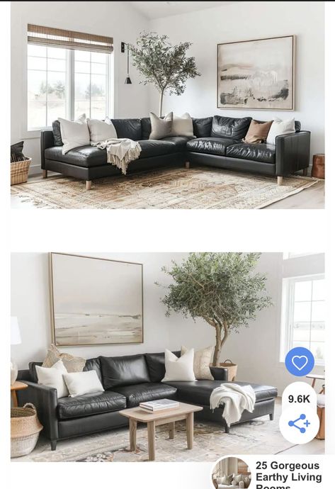 Living Room With Black Leather Couch, Black Leather Sofa Living Room Decor, Leather Sofa Living Room Decor, Black Leather Sofa Living, Black Leather Sofa Living Room, Black Leather Couch Living Room, Leather Couch Decorating, Leather Sectional Living Room, Black Leather Couch