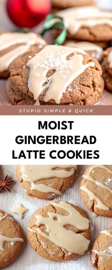 Image for Moist Gingerbread Latte Cookies Gingerbread Cookie Dessert, Gingerbread Latte Cookie, Ginger Latte Cookies, Cozy Cookie Recipes, Low Calorie Gingerbread Cookies, Christmas Cookies Toddlers, No Chill Gingerbread Cookies, Low Cal Christmas Treats, Pfernusse Cookies Recipes