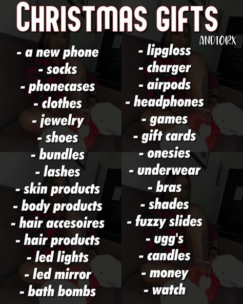 Christmas List Ideas Teenage Girl Black, Y2k Christmas List, Things To Get Your Friends For Christmas, Christmas List Ideas Teenage Girl 2022, Christmas Gifts For Boyfriend Teenagers, Baddie Christmas List, Birthday List For Teenagers, Things For Christmas List For Teens, Crismas Gift Ideas