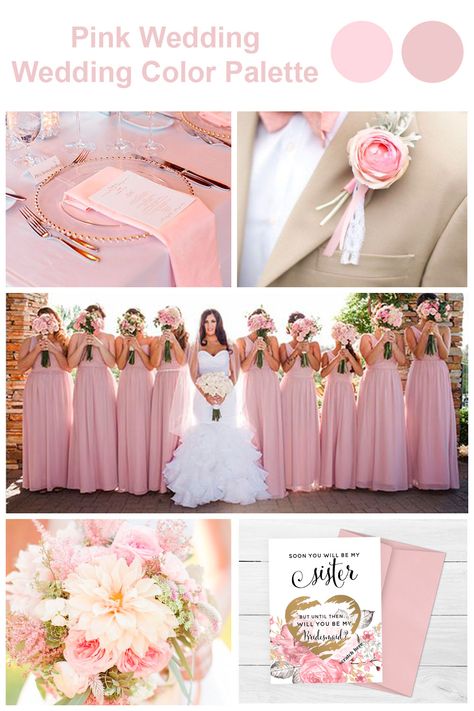 Blush Pink Wedding Color Palette, Baby Pink Wedding Theme, Pink And White Wedding Theme, Light Pink Wedding Theme, Pink Wedding Color Palette, April Wedding Colors, Pink Beach Wedding, Pink Wedding Palette, Pink Wedding Color Scheme