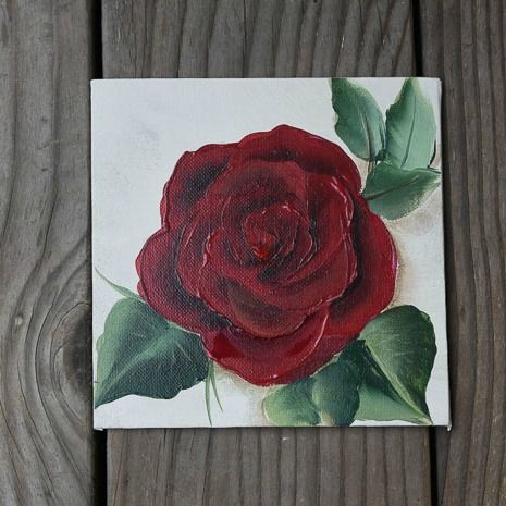 easy Paint a Red Rose - Pamela Groppe Art Rose Painting Acrylic, Flower Painting Acrylic, Easy Flower Painting, Canvas Painting Tutorials, Simple Canvas Paintings, Cute Canvas Paintings, Art Easy, Simple Acrylic Paintings, Happy Paintings