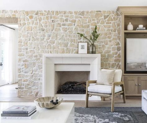 19 Fireplace Accent Wall Ideas That Are Sure to Impress Fireplace Accent Walls, White Fireplace, Bedroom Fireplace, Neutral Living Room, Southern Home, Brick Fireplace, Fireplace Design, Cheap Decor, House And Home Magazine