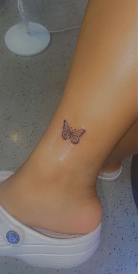 Ankle Butterfly Tiny Butterfly Tattoo Ankle, Ankle Tattoo Butterfly, Butterfly Ankle Tattoos For Women, Back Ankle Tattoos For Women, Butterfly Tattoo On Ankle, Ankle Butterfly Tattoo, Cute Ankle Tattoos For Women, Butterfly Tattoo Ankle, Butterfly Ankle Tattoo