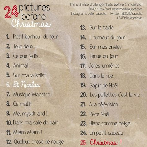 Odile Sacoche - Blog Lifestyle: 24 Pictures before Christmas ★ L'annonce des défis December Daily Ideas Inspiration, Avent Calendar, December Challenge, Photography Journal, Xmas Theme, Bullet Planner, Christmas Challenge, Noel Diy, Id Photo