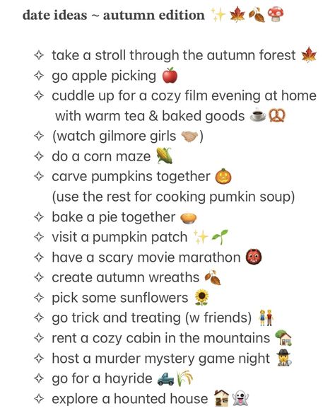 Pumpkin Date Ideas, Cute Date Ideas For Fall, Fall First Date Ideas, Fall Dates For Couples Aesthetic, Autumn Dates Ideas, Fun Fall Dates, Zoom Date Ideas, Date Ideas Cold Weather, Date Ideas Fall And Winter