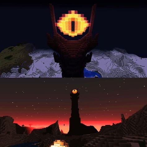 Minecraft Nether Statue, Minecraft Eye Of Sauron, Eye Banner Minecraft, Minecraft Eye Build, Satanic Minecraft Builds, Minecraft Horror Ideas, Minecraft Dragon House, Minecraft Monster Build, Minecraft Anime Builds