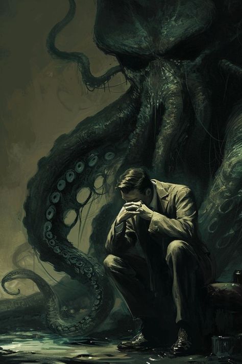 Lovecraftian Horror Aesthetic, Lovecraftian Horror Wallpaper, Call Of Cthulhu Art, Hp Lovecraft Monsters, Lovecraftian Aesthetic, Lovecraftian Horror Art, Hp Lovecraft Art, Dagon Lovecraft, Cthulhu Aesthetic