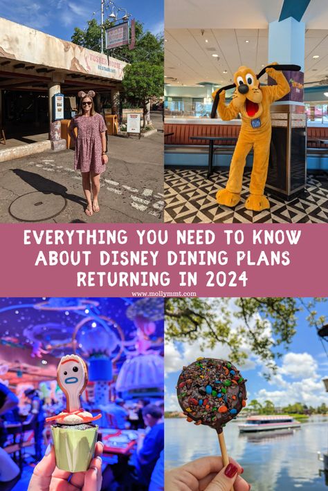 Planning your Disney vacation for travel in 2024? Disney dining plans are returning! Read this blog post for everything you need to know about dining plans and why you will want to add one to your vacation! Disney World Dining Plan 2024, Disney World 2024 Planning, Disney 2024 Planning, Disney Dining Plan 2024, Planning 2024, Family Disney Vacation, 2024 Planning, Dining At Disney World, Disney World 2024