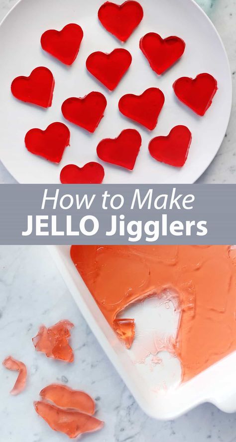 Jello Jigglers - Childhood Magic Jello Shapes, Valentine Jello, Homemade Jello, Jello Jigglers, Jello Mold Recipes, How To Make Jello, Jello Flavors, Jello Dessert Recipes, Cute Shapes