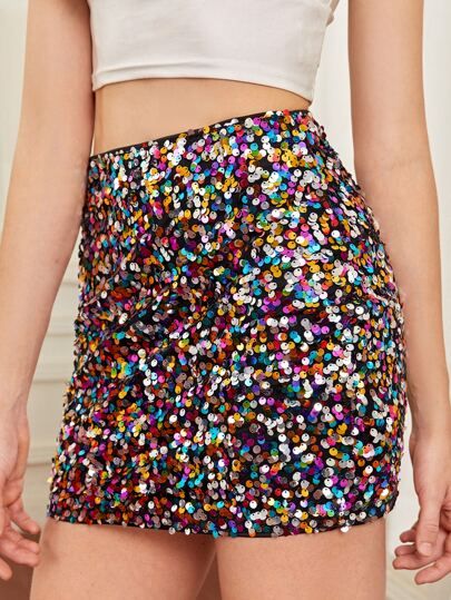 SHEIN High Waist Sequin Bodycon Skirt | SHEIN USA Taylor Outfits, Bodycon Pencil Skirt, Taylor Swift Tour Outfits, Embellished Skirt, Swift Tour, Party Rock, Taylor Swift Outfits, Stylish Skirts, Concert Fits