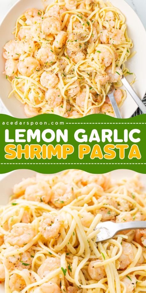 Looking for pasta dinner recipes? This lemon garlic shrimp pasta recipe is just for you! With this recipe, you can make a light seafood pasta dish with shrimp and lemon garlic butter sauce and a citrusy fresh flavor! Save this pin now and taste the flavor! Lemon Butter Shrimp Pasta, Pasta And Shrimp Recipes, Dish With Shrimp, Light Pasta Recipes, Light Pasta Dishes, Lemon Shrimp Pasta, Garlic Butter Shrimp Pasta, Shrimp Pasta Recipe, Lemon Garlic Shrimp Pasta