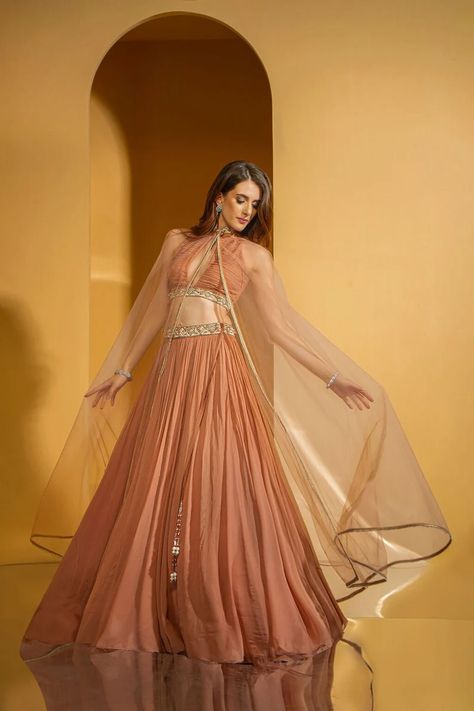 Brown Lehenga, Embroidery Online, Weddings Receptions, Dark Outfits, Pleated Top, Lehenga Choli, Quality Clothing, Lehenga, Ready To Wear