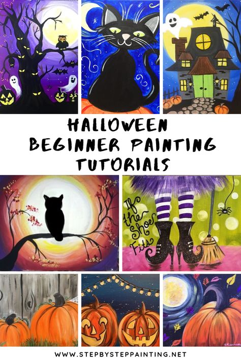 Easy Halloween Paintings, Tracie Kiernan, Halloween Canvas Paintings, Hallowen Ideas, Halloween Painting, Theme Halloween, Paint And Sip, Step By Step Painting, Beginner Painting