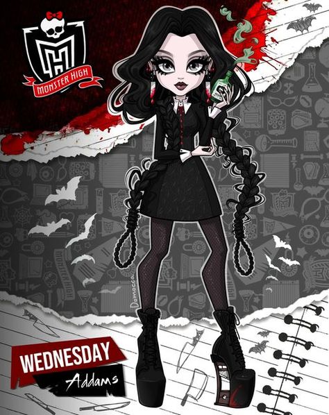 Monster High Character Base, Elissabat Fanart, Monster High Oc Art, Wednesday Oc, Monster High Ocs, Monster High Oc, Alternative Comics, Dress Kawaii, Arte Monster High