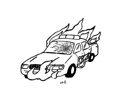 Burning Cop Car Tattoo, Drift Tattoo, Drawing Base Sketch, Y2k Artstyle, Violets Painting, Tattoo Transformation, June Tattoo, High Illustration, Acab Tattoo