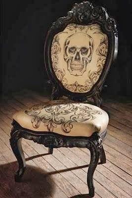 DIY Skull Chair...A Fun Upcycle for a "Ruined" Chair Gothic Furniture, Gothic Decor, A Skull, Gothic House, Ikea Hacks, A Chair, My New Room, 인테리어 디자인, My Dream Home