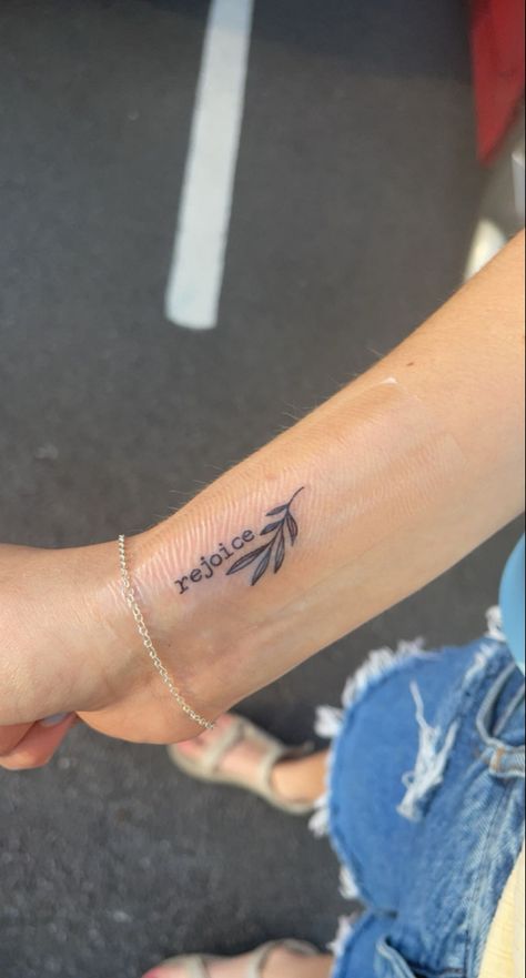 Small Tattoos For Memory Of Loved Ones, Abide Tattoos Vine, Scripture Wrist Tattoos For Women, Small Olive Branch Tattoo Wrist, Biblical Flower Tattoo, Tattoo Ideas Faith Based, Olive Branch Tattoo On Wrist, Luke 15:4 Tattoo, Olive Branch Tattoo With Words