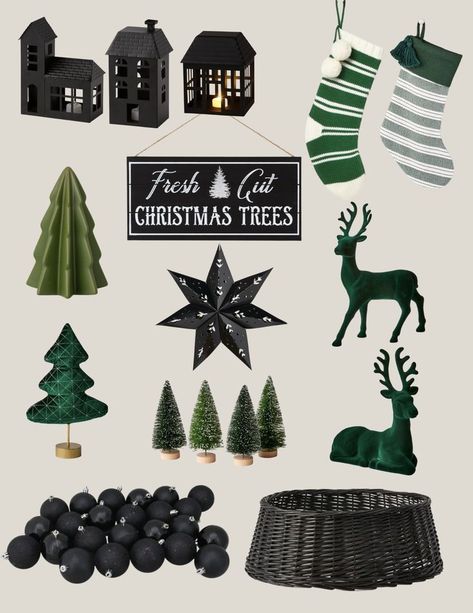 Forest Green And Black Christmas Decor, Emerald Green Black And White Christmas Decor, Hunter Green And Black Christmas Decor, Green Gold Black Christmas Decor, Green Black Christmas Decor, Green Christmas Tree With Black Decor, Black White Green Christmas Decor, Deep Green Christmas Decor, Black Green Christmas Decor