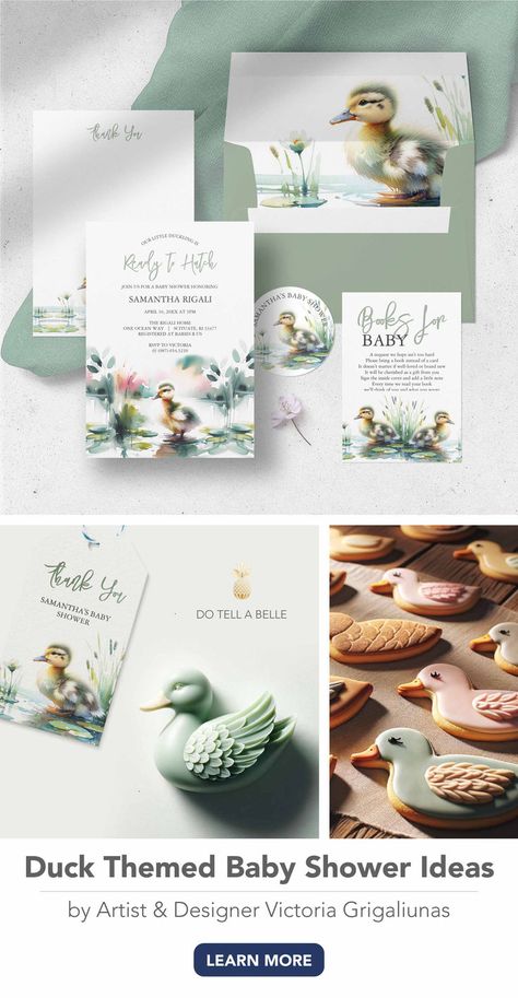 Baby shower ideas feature a charming duckling invitation theme along with ideas for throwing your earthy party. Duck Themed Baby Shower Ideas, Duck Baby Shower Invitations, Baby Shower Ideas Gender Neutral, Duck Baby Shower Theme, Themed Baby Shower Ideas, Duck Baby, Baby Shower Theme, Baby Shower Invitations, Shower Ideas