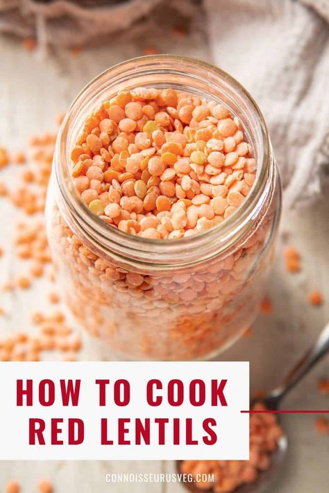 Red lentils are delicious, healthy, and super easy to prepare. Read on to find out everything you need to know in order to get cooking with red lentils! Red Lentil Recipes Easy, Lentils Instant Pot, Lentil Recipes Easy, Lentil Recipes Healthy, Red Lentil Recipes, Cooking Red Lentils, Red Split Lentils, Yellow Lentils, Dried Lentils