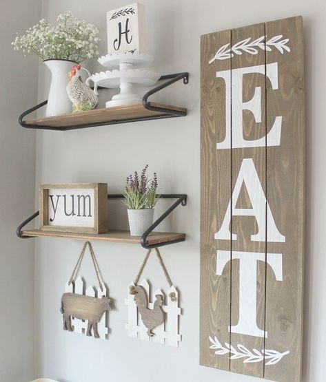 5 Quirky Decor Ideas For Your Kitchen - Society19 UK Kitchen Wall Decor Farmhouse, Farmhouse Kitchen Wall Decor, Farmhouse Kitchen Wall, Rustic Kitchen Wall Decor, Kitchen Gallery Wall, Scenery Art, Decorating Bathroom, Quirky Decor, Vintage Farmhouse Kitchen