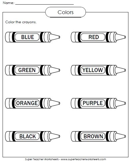 Color the crayons!  This worksheet will help your kindergarten and preschool kids learn their colors while having fun coloring. Preschool Coloring Worksheets, Printable Toddler Worksheets, Colors Worksheets For Kids Kindergarten, Colors For Kids Learning, Colors Worksheets For Kids, Colors Worksheet, Color Worksheet, Color Worksheets For Preschool, Kindergarten Colors