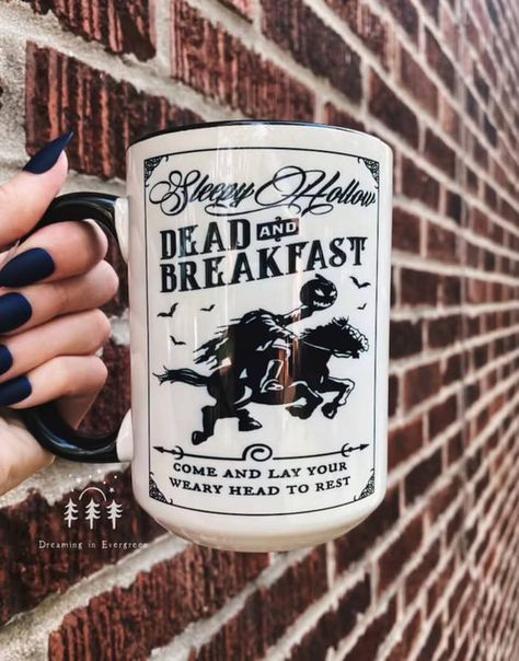 Get into the spirit of Halloween with these Halloween coffee mugs featuring pumpkins, ghosts, and plenty of spooky designs. #halloween #coffee Sleepy Hollow Decor, Sleepy Hollow Party, Coffee Mug Ideas, Dead And Breakfast, Spooky Coffee, Behind Blue Eyes, Halloween Mugs, Breakfast Coffee, Coffee Breakfast