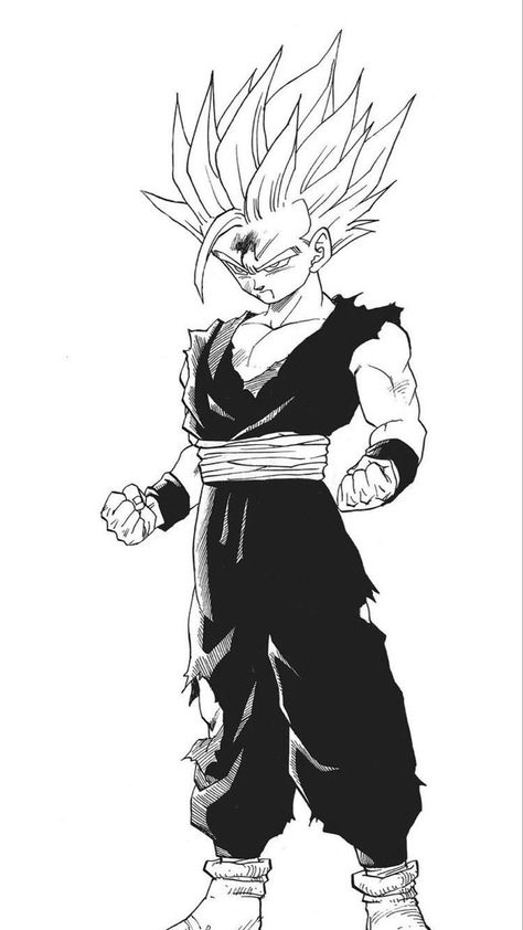 Gohan Ssj2, Goku Manga, Dbz Manga, Image Dbz, Dragon Z, Dragon Ball Tattoo, Dbz Art, White Drawing, Z Arts