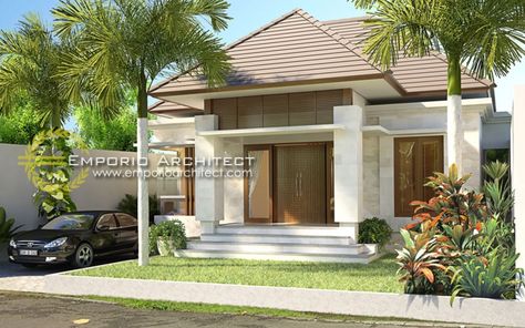 Desain Rumah Riani Jasa arsitek desain rumah berkualitas, desain villa bali modern tropis, profesional berpengalaman dari Emporio Architect. Minimalis House Design, Bali Style Home, Home Designs Exterior, Modern Tropical House, One Storey House, Emporio Architect, Villa Bali, Bali House, Minimalist House