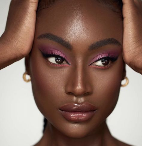 Soft Editorial Makeup, Makeup With Only Eyeshadow, Polished Makeup Look, Soft Spring Makeup Looks, Ethereal Makeup Black Women, Ingenue Essence Makeup, Under Eye Makeup Eyeshadow, Soft Glam Dark Skin, Eye Makeup Black Women