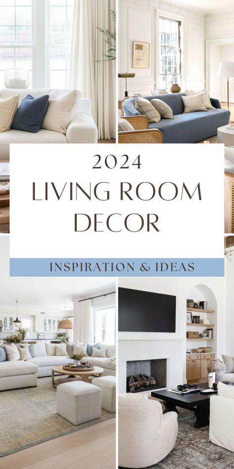 Living room decor trends for 2024 - what designers and homeowners love! Includes organic modern spaces, coastal design and transitional style.