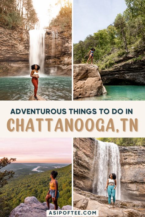 21 Things to do in Chattanooga, TN (For Outdoor Lovers!) - A Sip of Tee Tennessee Family Vacation, Tennessee Road Trip, Smokey Mountains Vacation, Tennessee Travel, Chasing Waterfalls, Tennessee Vacation, Chattanooga Tennessee, Mountain Vacations, Chattanooga Tn