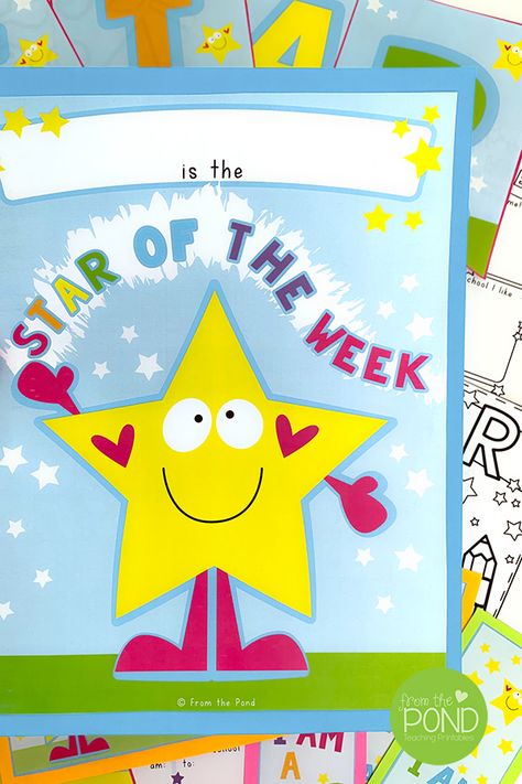 Star Of The Week Poster Ideas Preschool, Star Of The Week Board, Star Of The Month Chart For Classroom, Preschool Star Student Poster, Star Student Of The Week, Star Student Certificate, Teacher Welcome Letters, Student Certificates, Classroom Objects